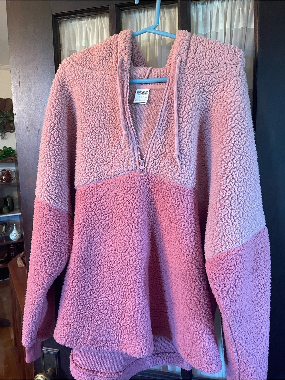 PINK Victoria's Secret Dusty Rose Sherpa Zip-Up Hoodie - XL